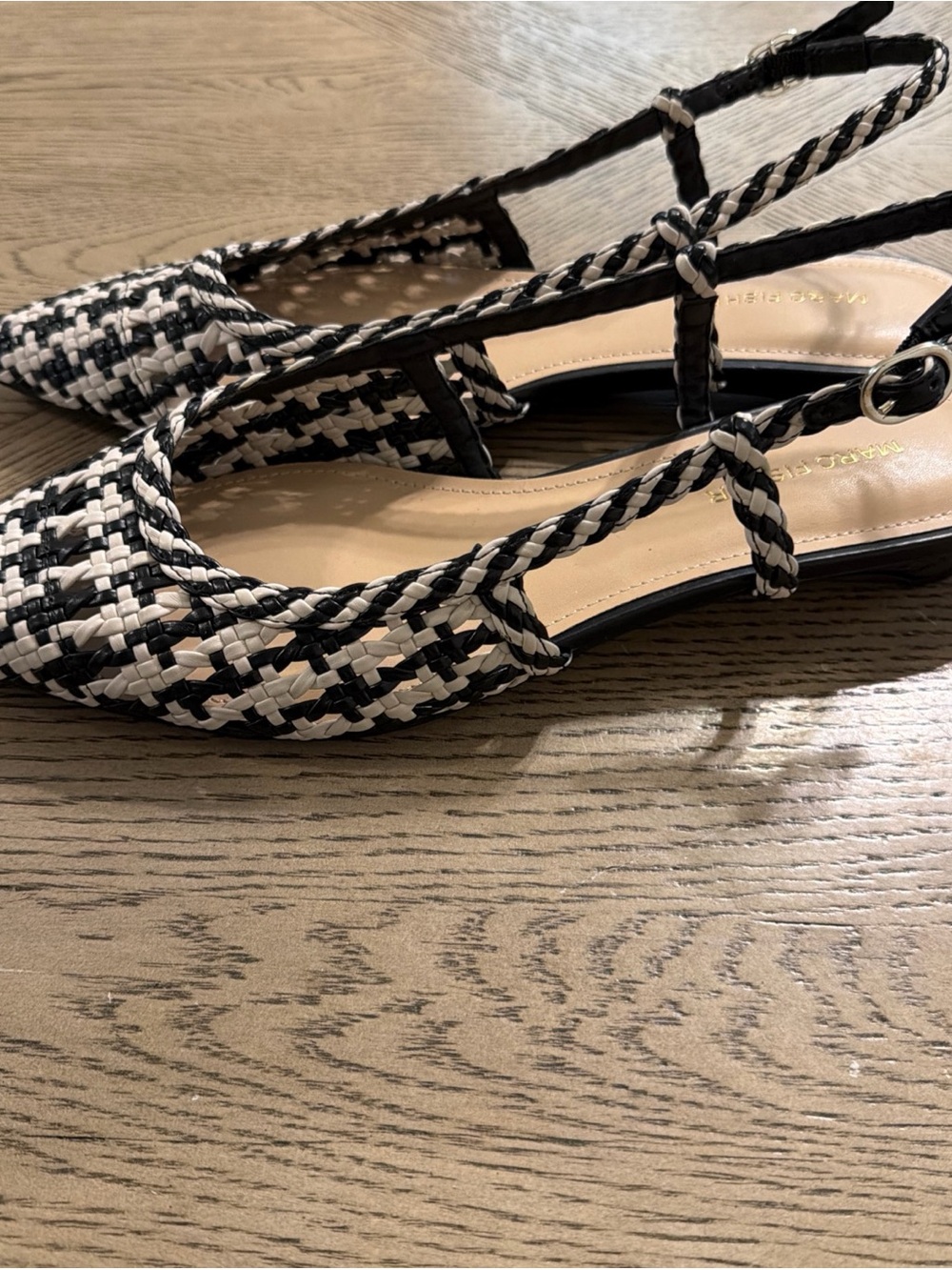 NEW Marc Fisher Kelysa Woven Slingback Pointy Flats in black and white size 11 - Picture 5 of 5